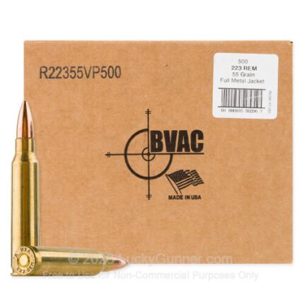 BVAC 223 Rem Ammunition Reman 55 Grain Full Metal Jacket 500 rounds - Defense Ammunition Center