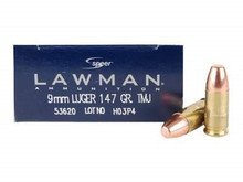 CCI 9mm Ammunition Speer Lawman CCI53620 147 Grain Total Metal Jacket Case of 1000 Rounds - Defense Ammunition Center