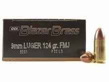 CCI 9mm Ammuntion Blazer Brass 5201 124 Grain Full Metal Jacket Case of 1000 Rounds - Defense Ammunition Center
