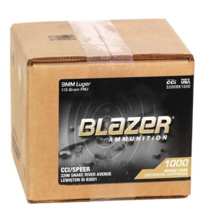 CCI Blazer 9mm Ammunition CCI5200BK1000 115 Grain Full Metal Jacket Bulk Pack 1000 Rounds - Defense Ammunition Center