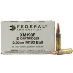 Federal 5.56 x 45mm NATO XM193F 55gr FMJ CASE 500 rounds - Defense Ammunition Center