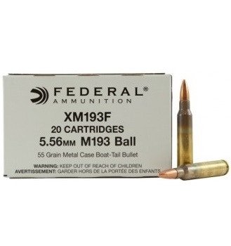 Federal 5.56 x 45mm NATO XM193F 55gr FMJ CASE 500 rounds - Defense Ammunition Center