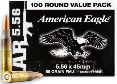 Federal 5.56x45mm NATO Ammunition XM193BLC100 55 Grain Full Metal Jacket Case of 500 Rounds - Defense Ammunition Center