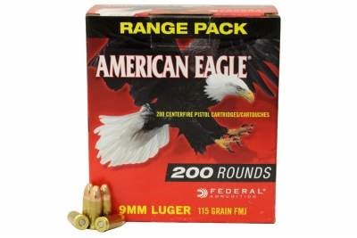 Federal 9mm American Eagle AE9DP200CASE 115 gr FMJ 1000 rounds - Defense Ammunition Center