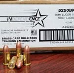 Federal 9mm Ammunition Independence IND 5250BK500 115 Grain Full Metal Jacket Loose 500 Rounds - Defense Ammunition Center