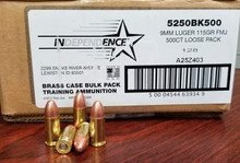 Federal 9mm Ammunition Independence IND 5250BK500 115 Grain Full Metal Jacket Loose 500 Rounds - Defense Ammunition Center