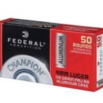 Federal Champion 9mm Ammunition Aluminum CAL9115WCCASE 115 Grain Full Metal Jacket 1000 rounds - Defense Ammunition Center