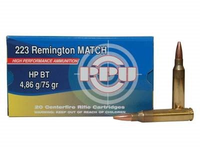 Prvi PPU 223 Rem Match Ammunition PP54 75 Grain Boat Tail Hollow Point 1000 Rounds - Defense Ammunition Center