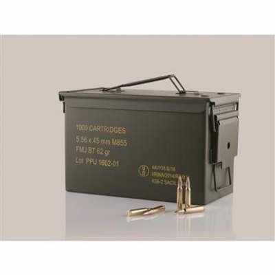 Prvi PPU 5.56mm M855 NATO Ammunition PP56MC 62 Grain Green Tip Full Metal Jacket Ammo Can of 1000 Rounds - Defense Ammunition Center