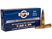 Prvi PPU 7.62x39mm Russian Ammunition PP734 123 Grain Jacketed Soft Point Case of 1000 Rounds - Defense Ammunition Center