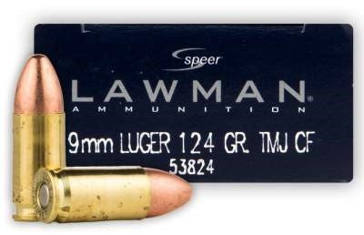 Speer 9mm Ammunition Lawman Cleanfire CCI53824 124 Grain Total Metal Jacket 1000 rounds - Defense Ammunition Center
