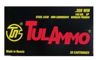 Tula 308 Winchester Ammunition 165 Grain Soft Point Steel Case 500 rounds - Defense Ammunition Center