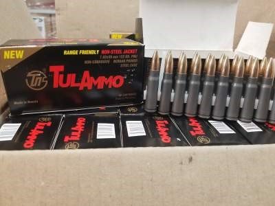 Tula 7.62x39mm Ammunition Range-Friendly Non-Magnetic Projectile UL076215 122 Grain Full Metal Jacke Case of 1000 rounds - Defense Ammunition Center