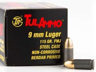Tula 9mm Luger Ammunition 115 Grain Full Metal Jacket Steel Case 1000 rounds - Defense Ammunition Center