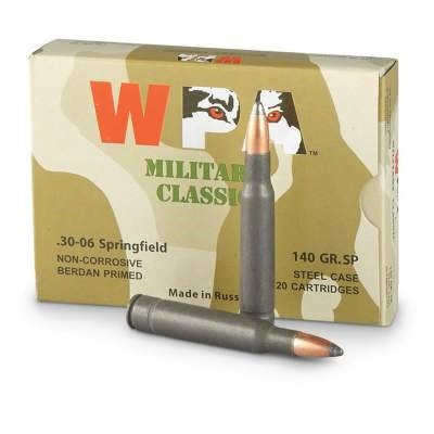 Wolf 30-06 Ammunition 140 Grain Soft Point Steel Case 500 rounds - Defense Ammunition Center